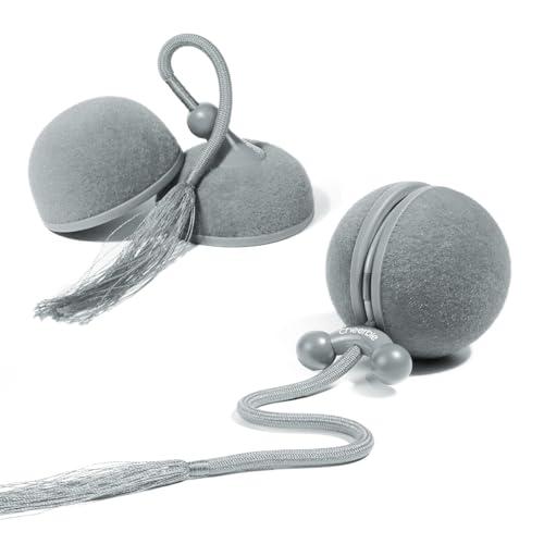 Cheerble 猫 ボール 自動 猫玩具 猫おもちゃ 動く しっぽ付き コマ型シェル付き 3モード...