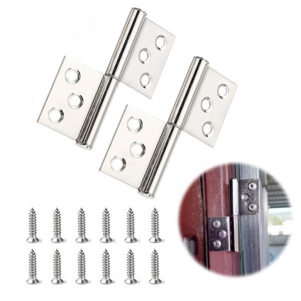 抜き差し丁番2個セットリフトオフヒンジ 旗蝶番 脱着式 ステンレス製 ドアとドアフレームの手軽な分離...