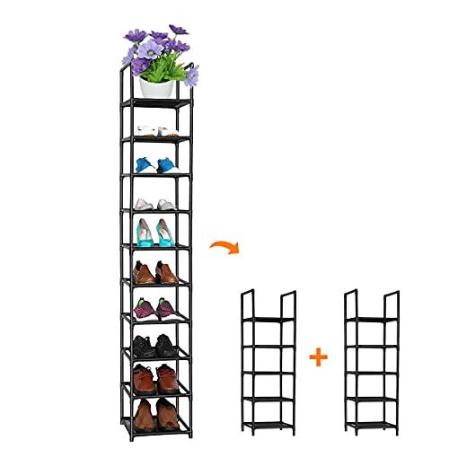 シューズラック 10段 靴収納 靴棚 10足 下駄箱 省スペース シューズボックス スリム 玄関に靴...