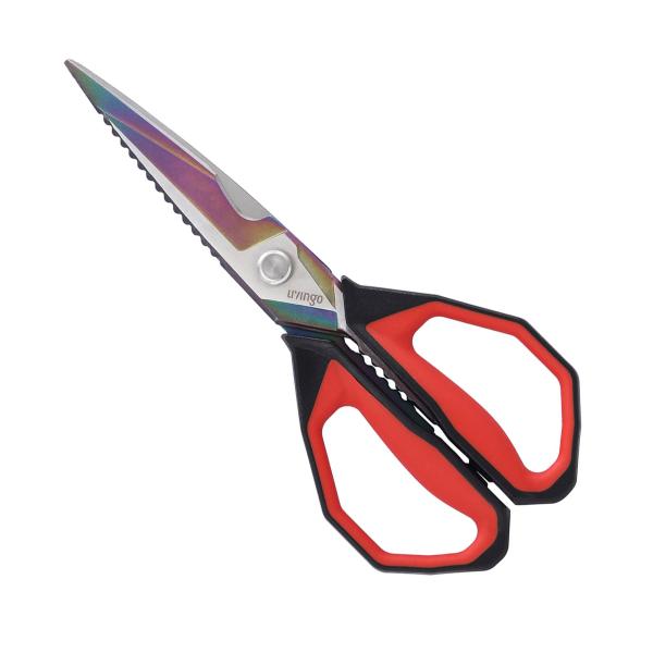 LIVINGO 大型キッチンバサミ 食器洗い機対応 鋭い鍛造ステンレス鋼の刃 ソフトラバーグリップ ...