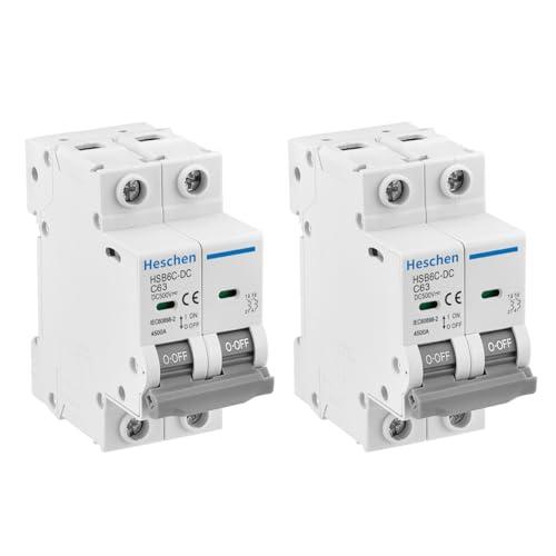 Heschen DCミニチュアサーキットブレーカー、HSB6C-DC、2極、DC500V 63A、太...