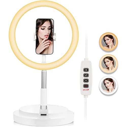 LEDリングライト 折りたたみ一体式 アップグレード版 Sunnila 卓上地面両用 リングライト ...