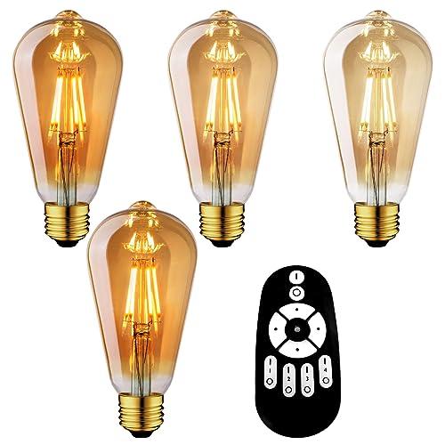 UEWIT LED電球 6個セット エジソン電球 E26口金 600LM 6W（60W形相当） リモ...