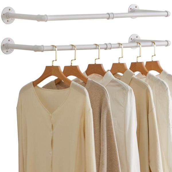 IBUYKE ハンガーラック アイアン 工業用パイプ衣類ラック 幅87cm たっぷり収納 アンティー...