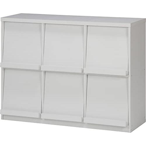 不二貿易 ディスプレイラック 本棚 幅119×奥行45×高さ90cm ホワイト 扉付き フラップ扉 ...