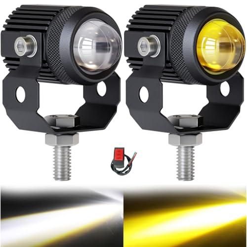 バイク フォグランプ LED 2個セット 2色切り替え ホワイト イエロー 常時点灯 補助灯 車外灯...