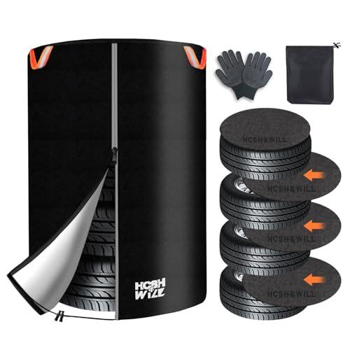 2024年最新デザイン HCSH&amp;WILL タイヤカバー 屋外 厚手420D フェルトパッド4枚付き...