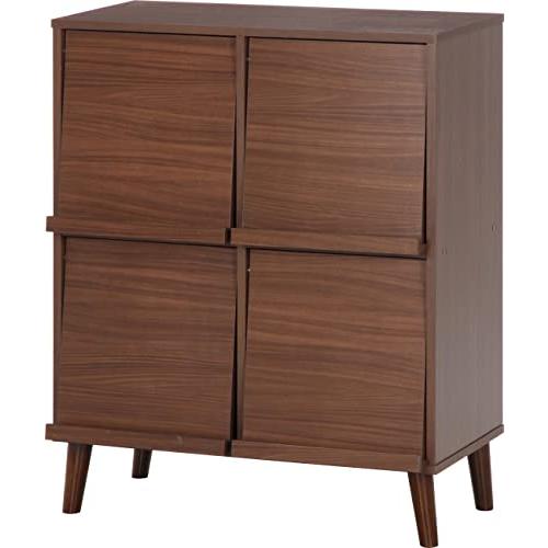 不二貿易 ディスプレイラック リビング収納 4マス 幅79×奥行45×高さ98cm ブラウン マガジ...