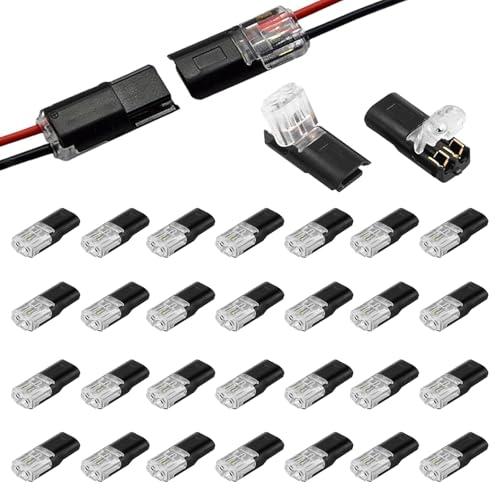 配線コネクター30個セット 2針低圧汎用コネクタ18-22AWG対応 プラグ式クイックコネクター 接...