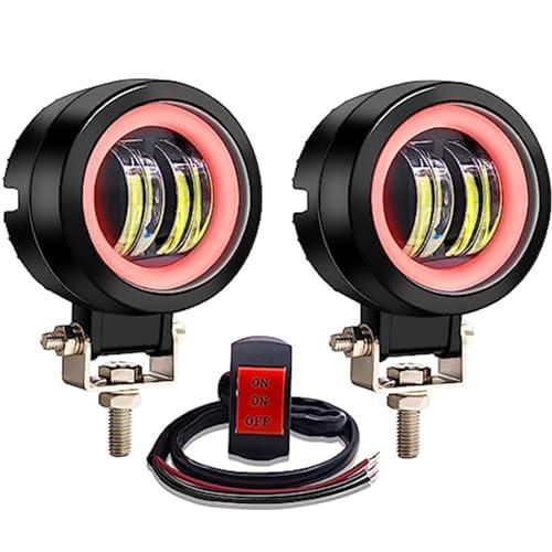 Aoling バイク フォグランプ LED カットライン イカリング スイッチ付き ヘッドライト 補...