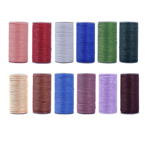 蝋引き糸 ロウビキ ワックスコード 蝋引き紐 レザークラフト 工具 12色 手縫い 編み 手芸 紐 ...