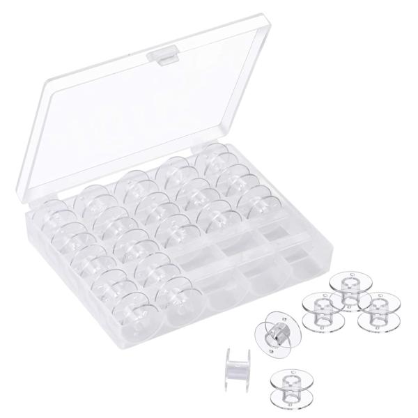 BTtime ミシンボビン 25個セット 家庭用ミシンボビン ボビンホルダー 透明ボビン プラスチッ...