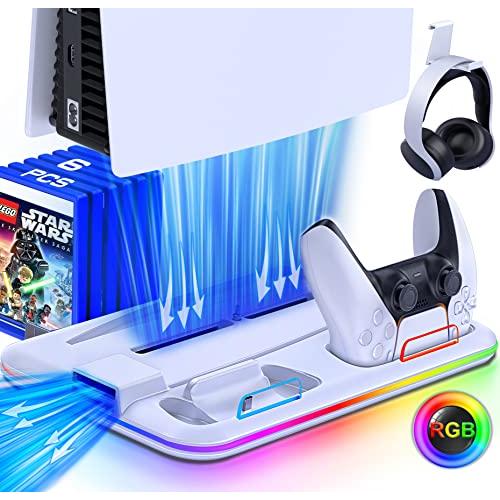 PS5 スタンド 縦置き ドックRGBライト 冷却ファン付き プレイステーション5 スタンド PS5...