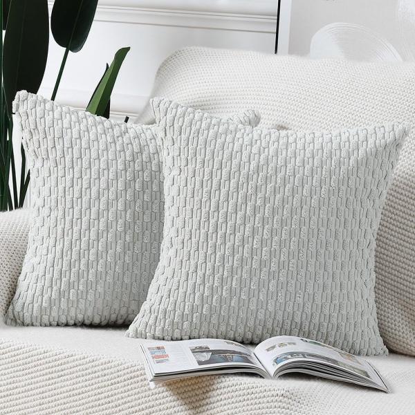 Madizz クッションカバー 2枚セット 柔らかい コーデュロイ 装飾的な 枕カバー 贅沢 スタイ...