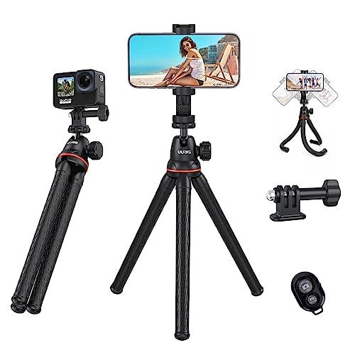 UURIG スマホ 三脚 曲がる スマホスタンド 30cm カメラ三脚 くねくねスタンド リモコン付...