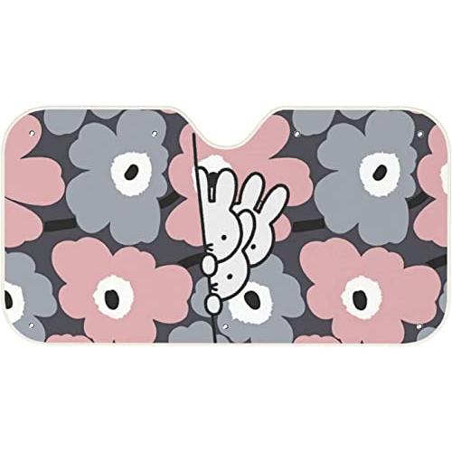 花柄 ミッフィーサンシェード 車 遮光 遮熱 車用 サンシェード 紫外線カット 簡単着脱 吸盤 車用...