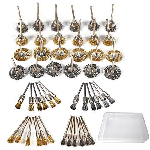 Kimlonton 真鍮ワイヤーブラシ ステンレス鋼ワイヤーブラシセット ホイールブラシ カップ型ブ...