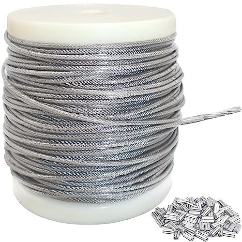 ワイヤー ステンレスワイヤー 径2.0mm 100m巻 構成7×7 ステンレスロープ ビニール被覆 ...