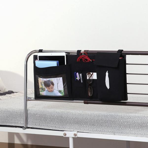 不二貿易 ベッドサイドポケット ベッドサイド収納 幅55×縦25cm ブラック 吊り下げ収納 ウォー...