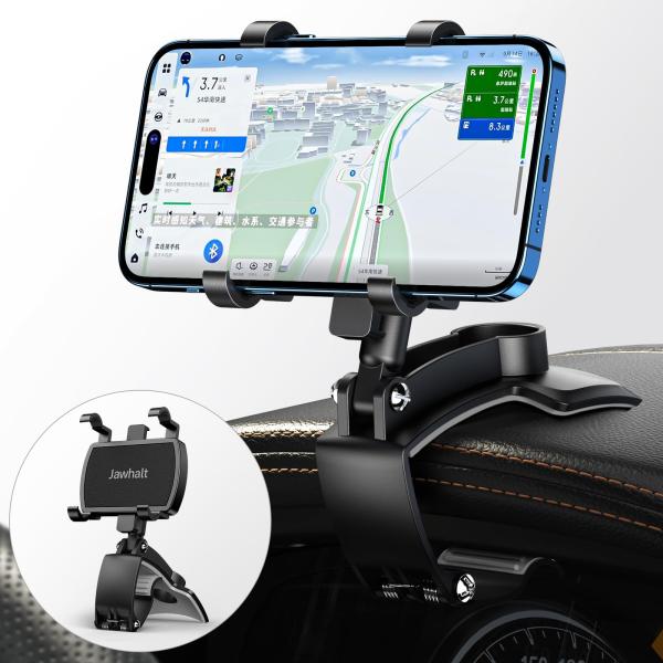Jawhalt スマホ車載ホルダー クリップ式 カーマウント ダッシュボード・デスクにも適用 スマホ...