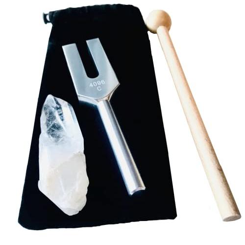 音叉 クリスタルチューナー 4096hz 水晶付き ヒーリング セット