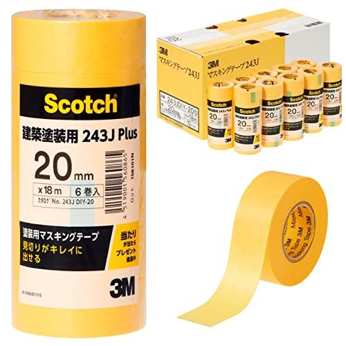 3M スコッチ マスキングテープ 建築塗装用 243J Plus 20mm×18m 中箱 60巻 2...