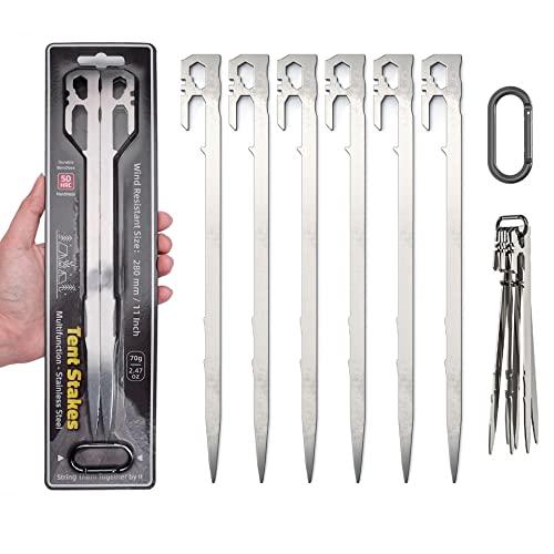 FFOGG ペグ テントペグ 28cm キャンプ設営用具 アウトドア 鍛造ペグ ステンレス鋼420 ...