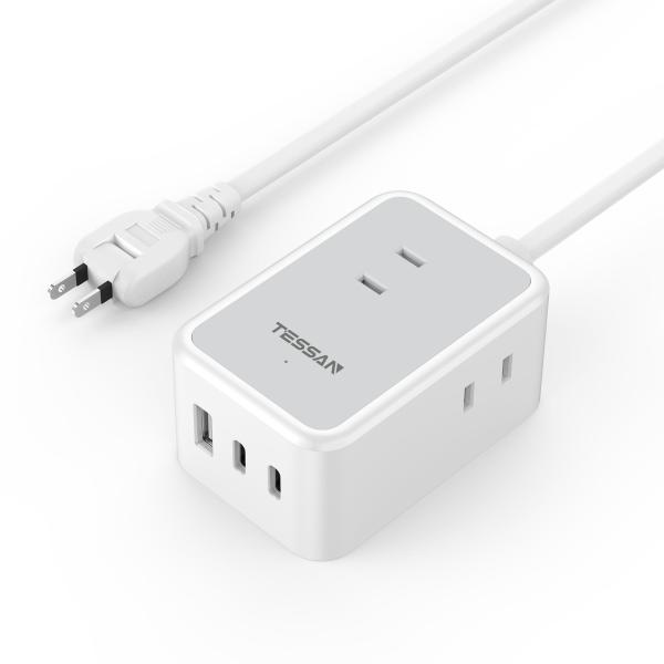 電源タップ usb付き 延長コード 2m usb-c コンセントタップ TESSAN 3個AC口 2...