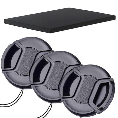 58mm レンズキャップ 3個セット インナー式ワンタッチレンズキャップ 58mm 脱落防止フック付...