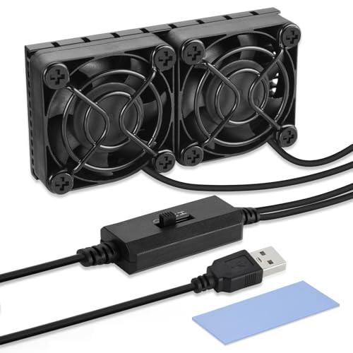 ELUTENG 小型ファン 4cm 3段階風量調節 USBファン 40mm アルミヒートシンク付き ...