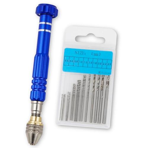 精密 ピンバイス ドリル付 0.5mm〜2.5mm 10サイズ20刃 セット ハンドドリル 穴あけ ...
