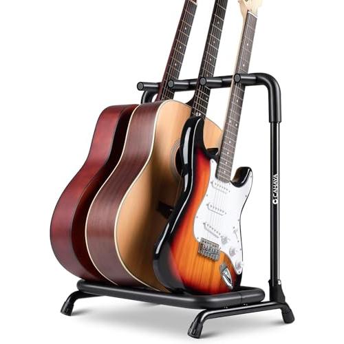 CAHAYA マルチ ギタースタンド 3本立て ギターラック ギターホルダー 折りたたみ式 収納便利...
