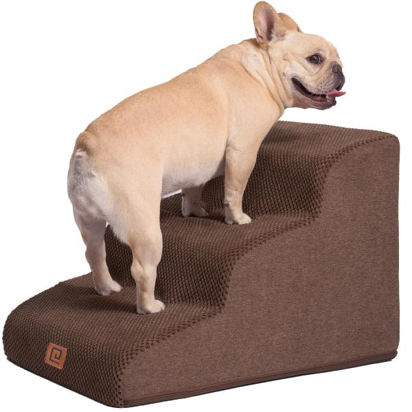 EHEYCIGA 犬階段 3段 ブラウン ペットステップ ドッグステップ ペット階段 犬用階段 滑り...
