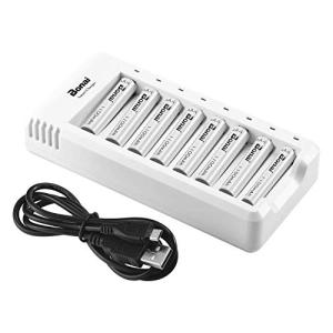 BONAI 充電池 単4 充電器セット 8スロット充電器+単四電池 充電式充電器 セット 単三 単四 ニッケル水素 ニカド