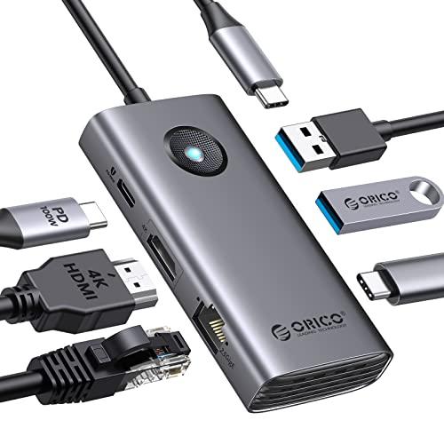 【互換品】 ORICO 6 in 1 USBハブ HDMI 4K@60Hz対応 2.5Gbps ギガ...