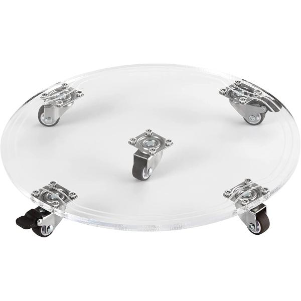 EDCOMES 植木鉢台 鉢置台 花台 アクリル製鉢置台 キャスター付き ストッパー機能付 ラウンド...