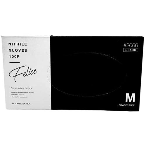 ニトリル手袋 粉無 M100枚入 ブラック ♯2066 SNT1503