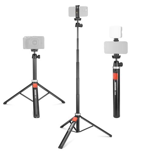 NEEWER スマホ用三脚 160cm リモコン/スマホホルダー付き 自撮り棒 トラベル三脚 ミニ三...