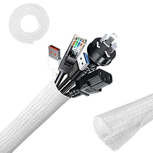 配線カバー 編組ケーブルスリーブ 全長3m 内径13mm DIY切断可能 PET素材 耐高温絶縁 ペ...