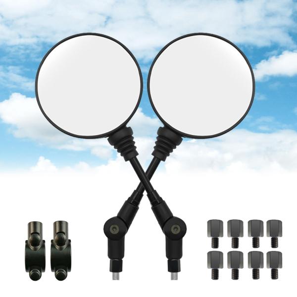 Hasiro バイク ミラー 10mm 可倒式 バイクミラー 8mm 折り畳み 可倒式バックミラー ...