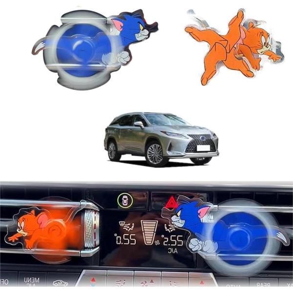トムとジェリー車グッズ 猫とネズミ 2個セット 車内エアコン飾り物 吹き出し口装飾 取付簡単 自動車...