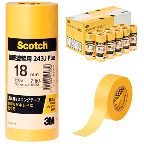 3M スコッチ マスキングテープ 建築塗装用 243J Plus 18mm×18m 中箱 70巻 2...