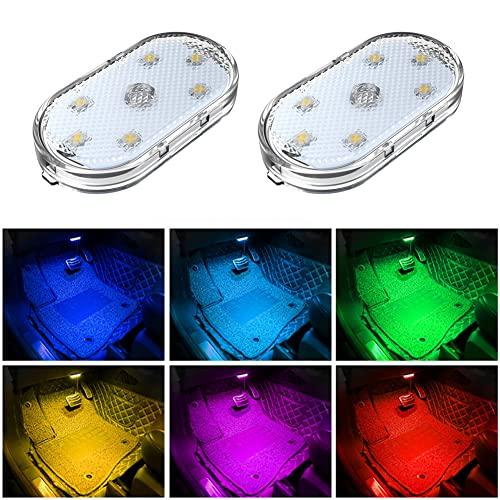 車内照明LED読書灯 7色切り替え USB充電 タッチミニアンビエントライト 車両 汎用2個/パック