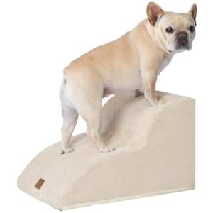 EHEYCIGA 犬階段 2段 ベージュ 延長版 ドッグステップ ペット階段 滑り止め付き 洗える カバー取り外し（2段plus，ベージュ）｜solvertex