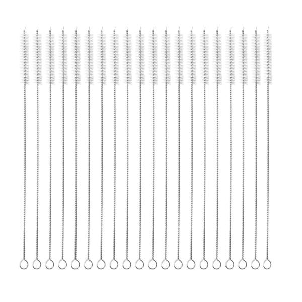 DFsucces ストローブラシ 哺乳瓶ブラシ 極細ナイロン ステンレス製 細いストローの中まで洗え...