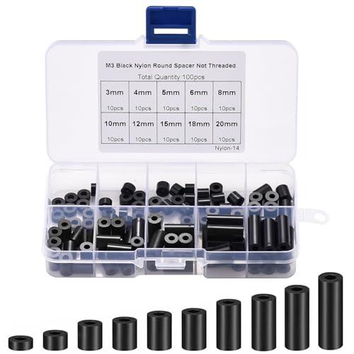 M3ネジ用 100pcs 内径3.2mm 外径7mm 耐久ナイロン ラウンドスペーサー ワッシャーセ...