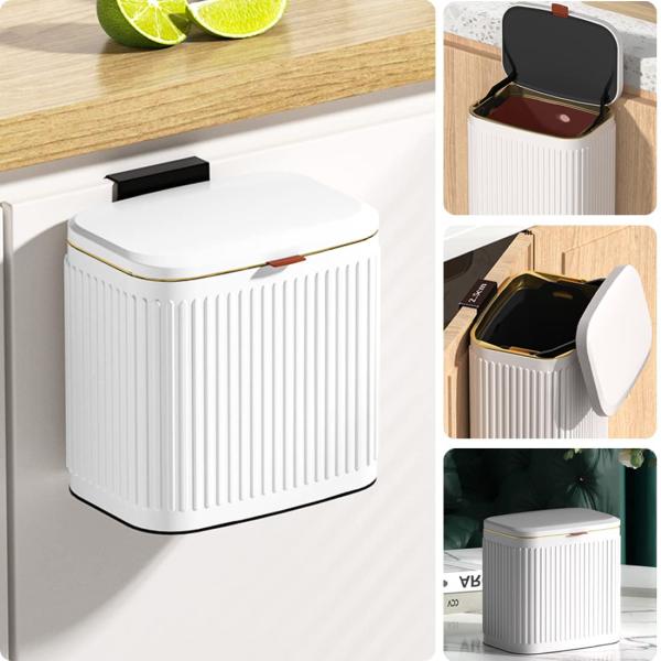 壁掛けゴミ箱 ふた付き 4L キッチンキャビネット ゴミ箱 ステンレス製 小さめ ぶら下げごみ箱 内...
