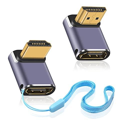 【互換品】 Duttek 8K HDMI 90度アダプター 2パック アップ&amp;ダウンアングルL字型H...
