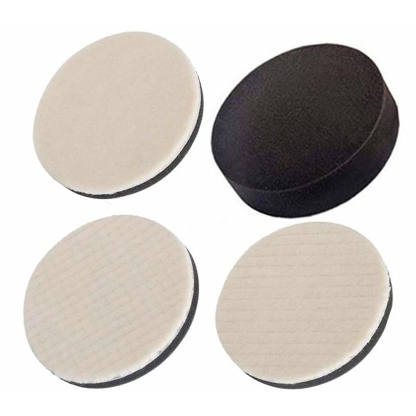 TSUCIA 4個セット 車磨き用 ウールバフ 荒目 中目 細目 スポンジバフ 125mm 研磨パッ...