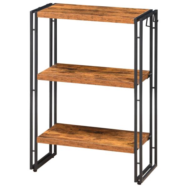 HCHQHS ラック オープンシェルフ 3段 木製 収納 本棚 オープンラック キッチンラック リビ...